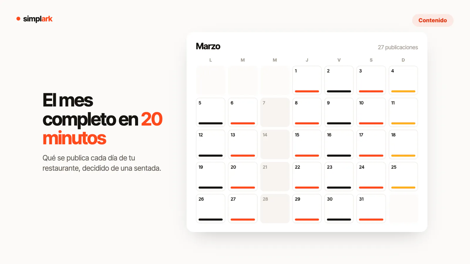 El calendario de contenido de tu restaurante: un mes completo en 20 minutos